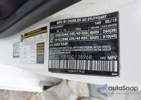 2013 Mercedes-Benz Glk 350 4Matic from USA, damaged, VIN WDCGG8JB1DG138968